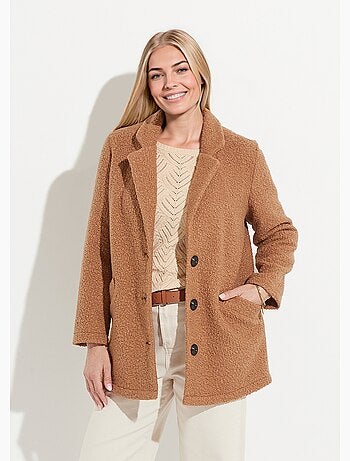 Abrigo bouclette abotonado de largo medio