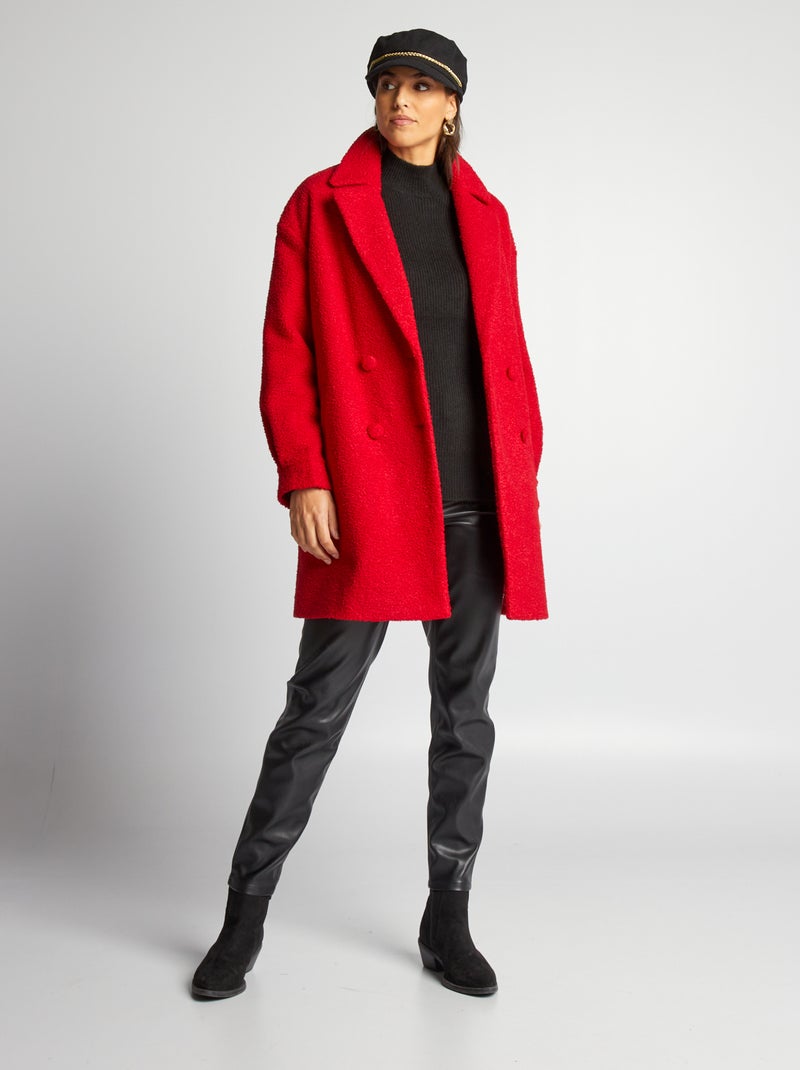 Abrigo midi de punto de rizo ROJO - Kiabi