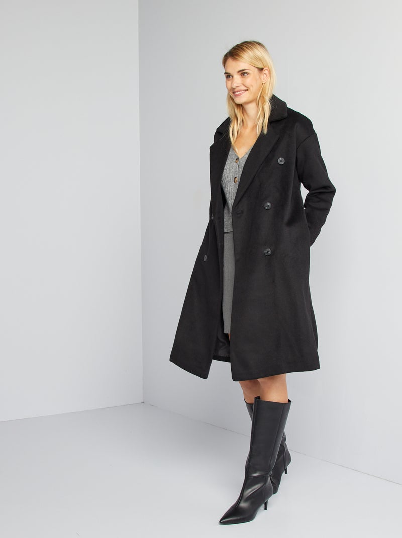 Abrigo oversize largo negro - Kiabi