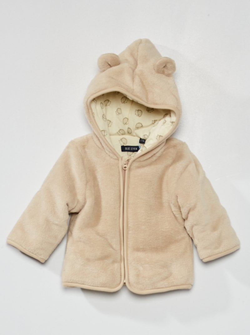 Abrigo polar con capucha beige - Kiabi