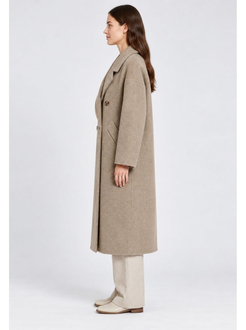 Abrigo recto abotonado kebello Beige - Kiabi