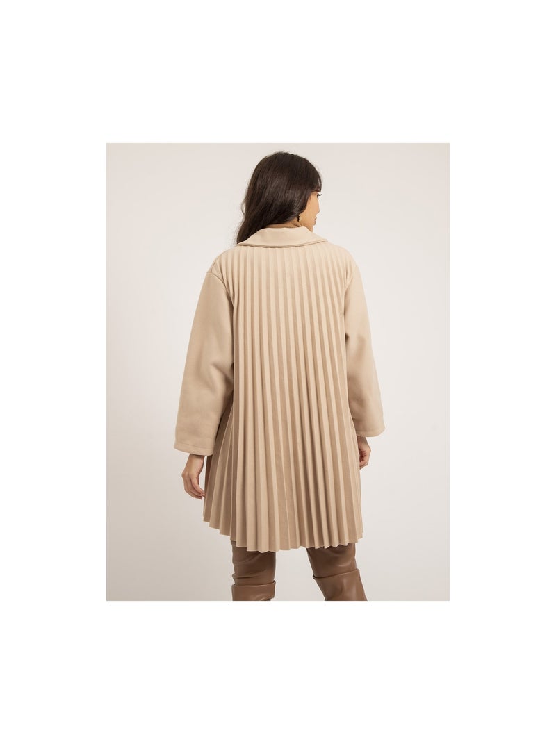 Abrigo semilargo plisado ulbad Beige - Kiabi