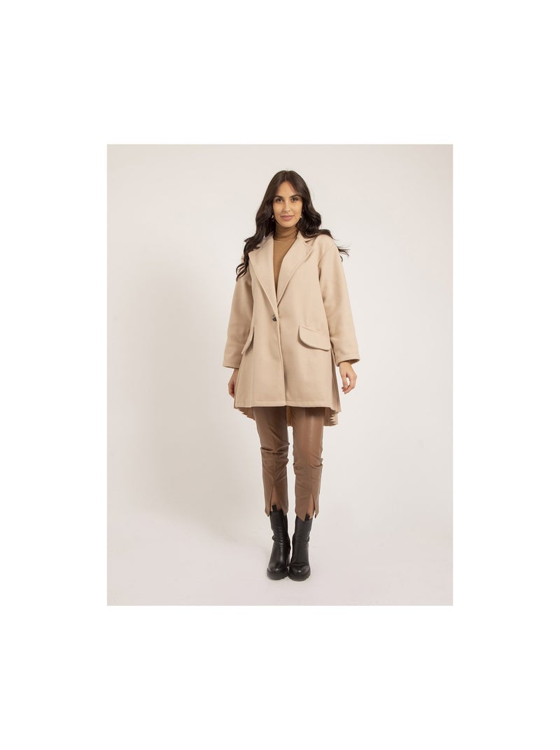 Abrigo semilargo plisado ulbad Beige - Kiabi