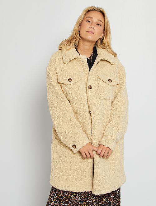Abrigo tipo chaqueta de punto de rizo 'JDY' - beige - Kiabi - 50.00€