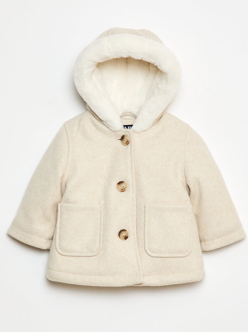 Abrigo tipo lana Beige - Kiabi