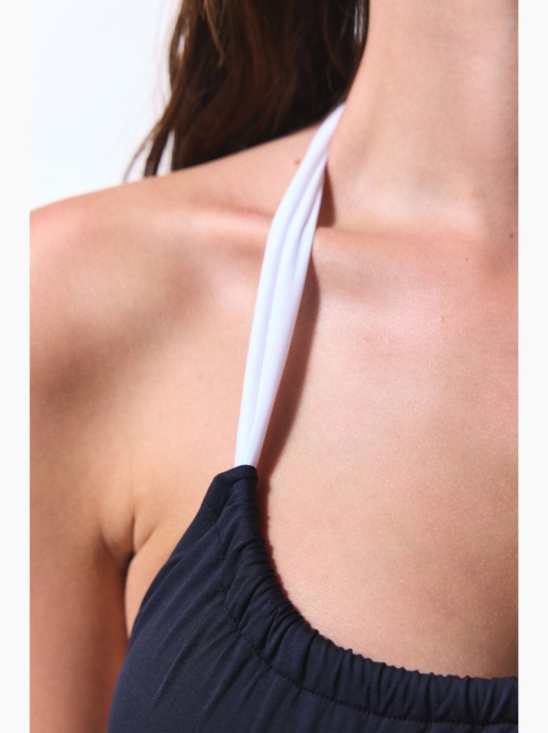 Adeline top de bikini bandeau penti Negro Blanco - Kiabi
