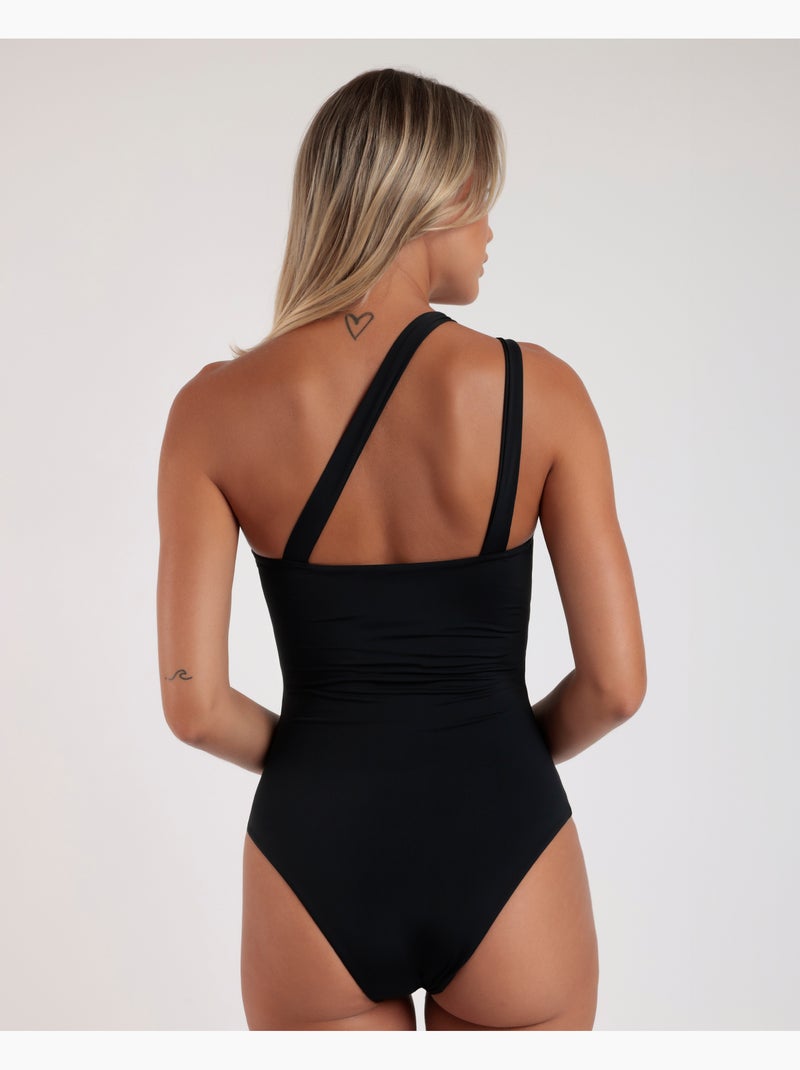 ADMAS Bañador Asimétrico Orientel Flowers para Mujer Negro - Kiabi