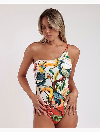ADMAS Bañador Asimétrico Tropical Birds para Mujer