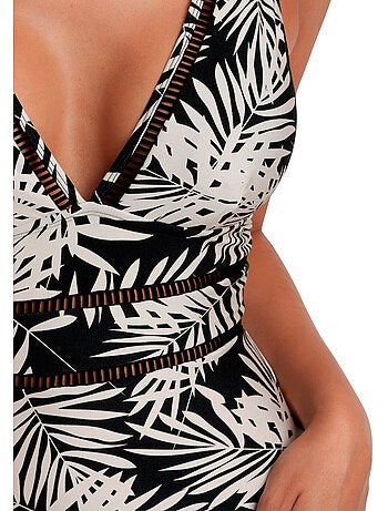 ADMAS Bañador Capacidad Black Leaves para Mujer
