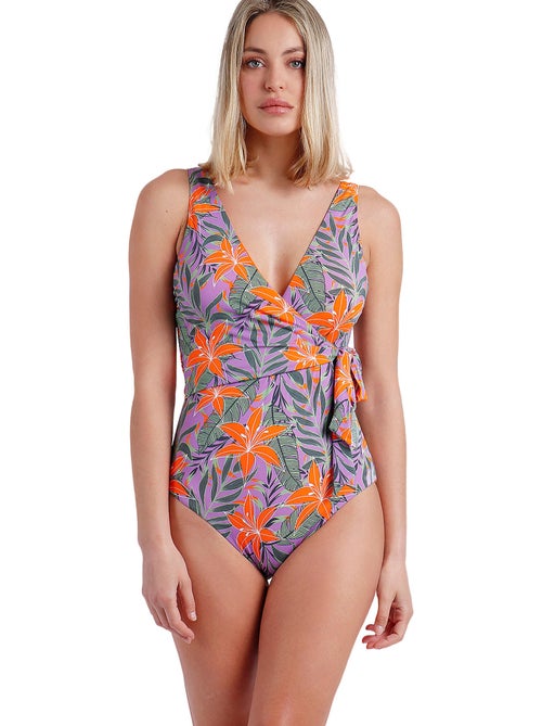 Admas bañador cruzado jungle mauve para mujer - Kiabi