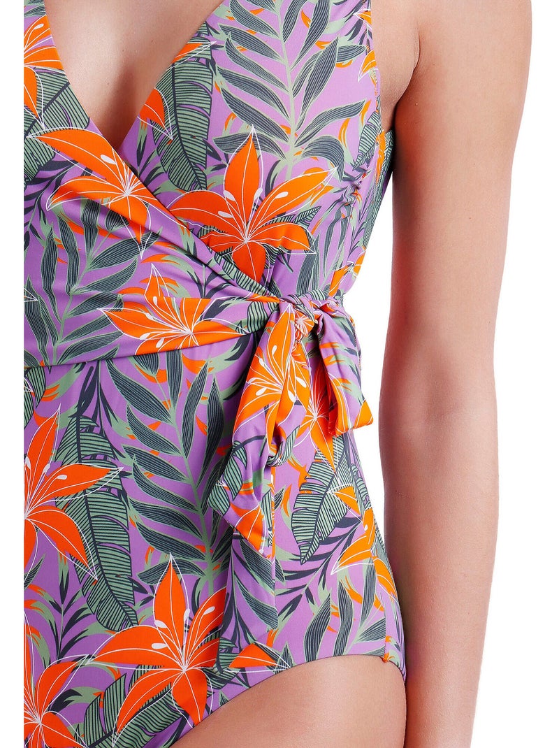 Admas bañador cruzado jungle mauve para mujer Violeta - Kiabi