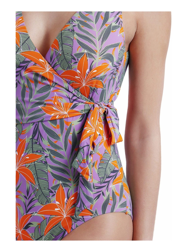 Admas bañador cruzado jungle mauve para mujer Violeta - Kiabi