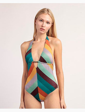 ADMAS Bañador Halter Gold Summer Atado para Mujer