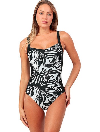 ADMAS Bañador Reductor Bandas Curvy Black and White para Mujer