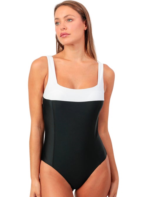 ADMAS Bañador Reductor Bicolor Curvy Escote Cuadrado para Mujer - Kiabi ADMAS Bañador Reductor Bicolor Curvy Escote Cuadrado para Mujer - Kiabi