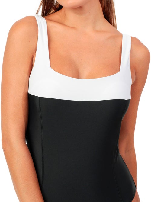 ADMAS Bañador Reductor Bicolor Curvy Escote Cuadrado para Mujer - Kiabi ADMAS Bañador Reductor Bicolor Curvy Escote Cuadrado para Mujer - Kiabi