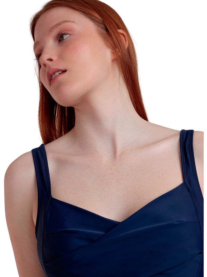 ADMAS Bañador Reductor Franjas Curvy para Mujer Azul marino - Kiabi