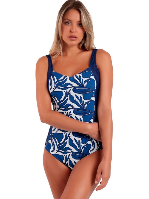ADMAS Bañador Reductor Navy Curvy Line para Mujer - Kiabi ADMAS Bañador Reductor Navy Curvy Line para Mujer - Kiabi
