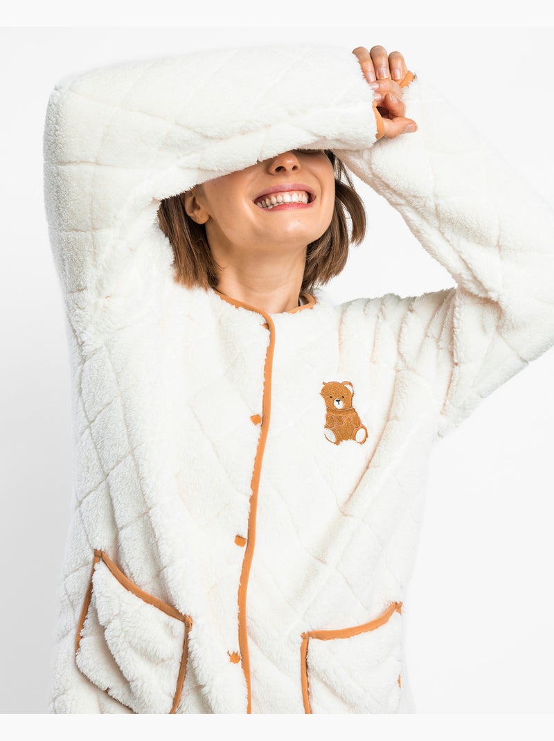 ADMAS Bata Calentita Manga Larga Bear Hugs para Mujer Crudo - Kiabi