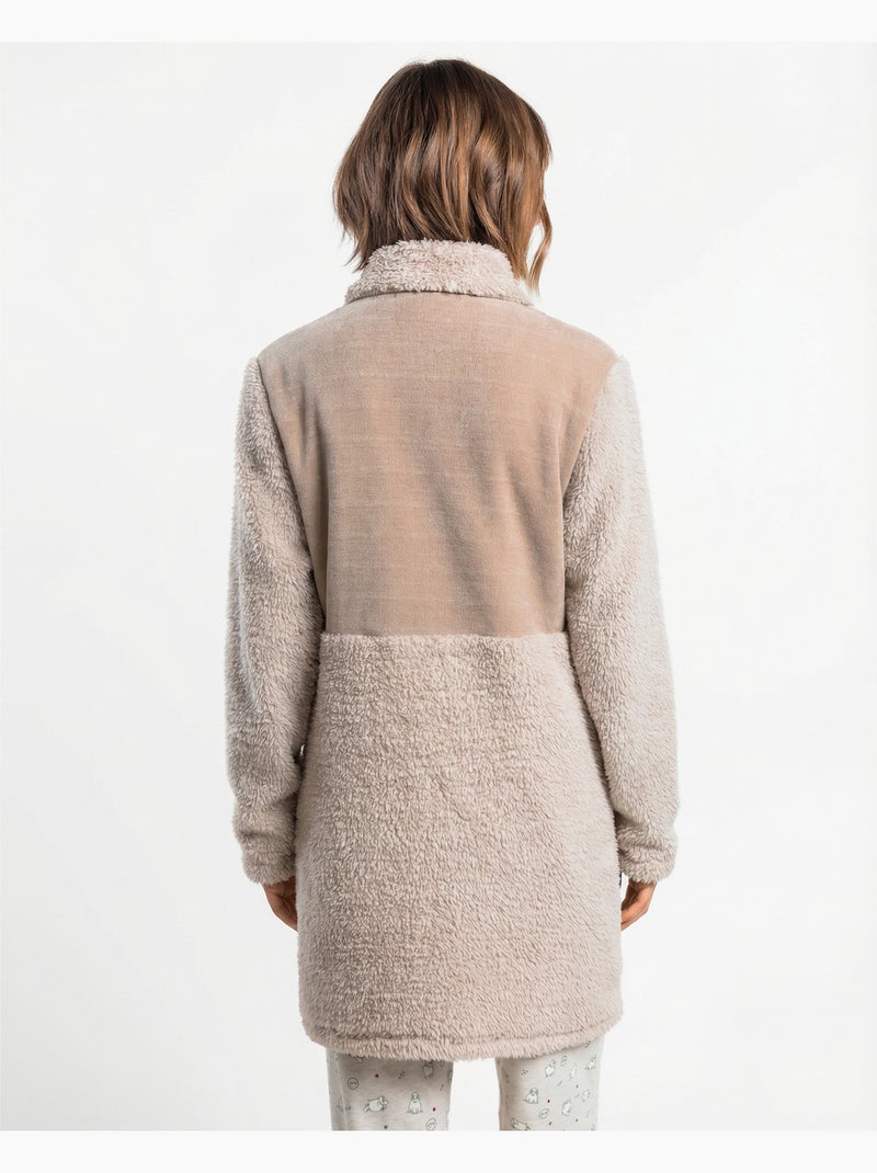 ADMAS Bata Calentita Manga Larga Counting Sheep para Mujer Beige - Kiabi