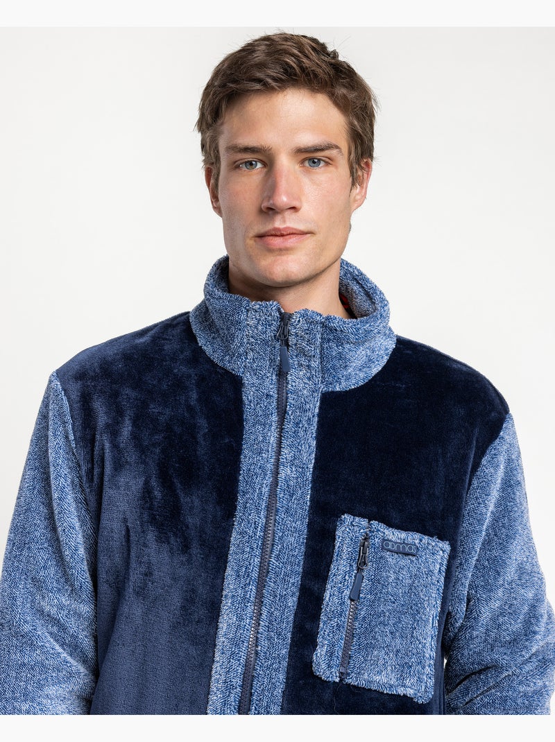 ADMAS Bata Calentita Manga Larga Gentleman para Hombre Azul - Kiabi