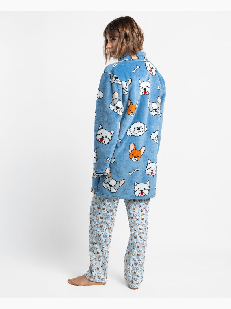 ADMAS Bata Calentita Manga Larga Ruff Morning para Mujer Azul - Kiabi
