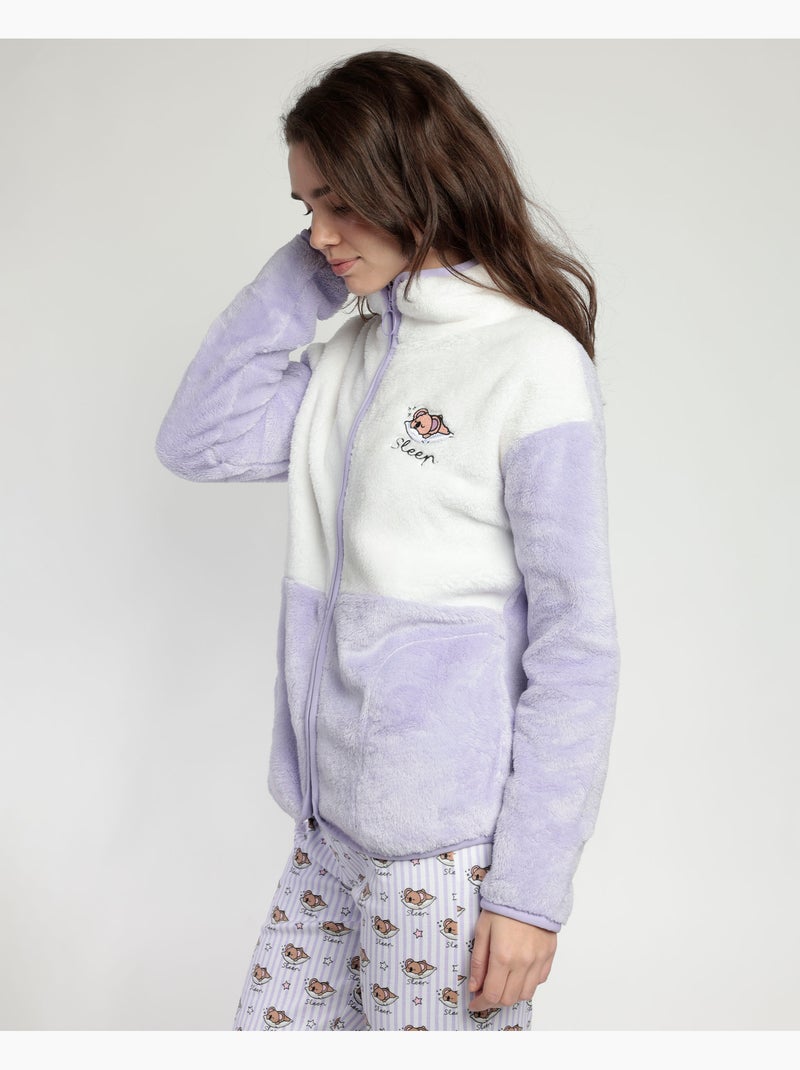 ADMAS Bata Manga Larga Calentita All You Need is Sleep para Mujer Malva - Kiabi