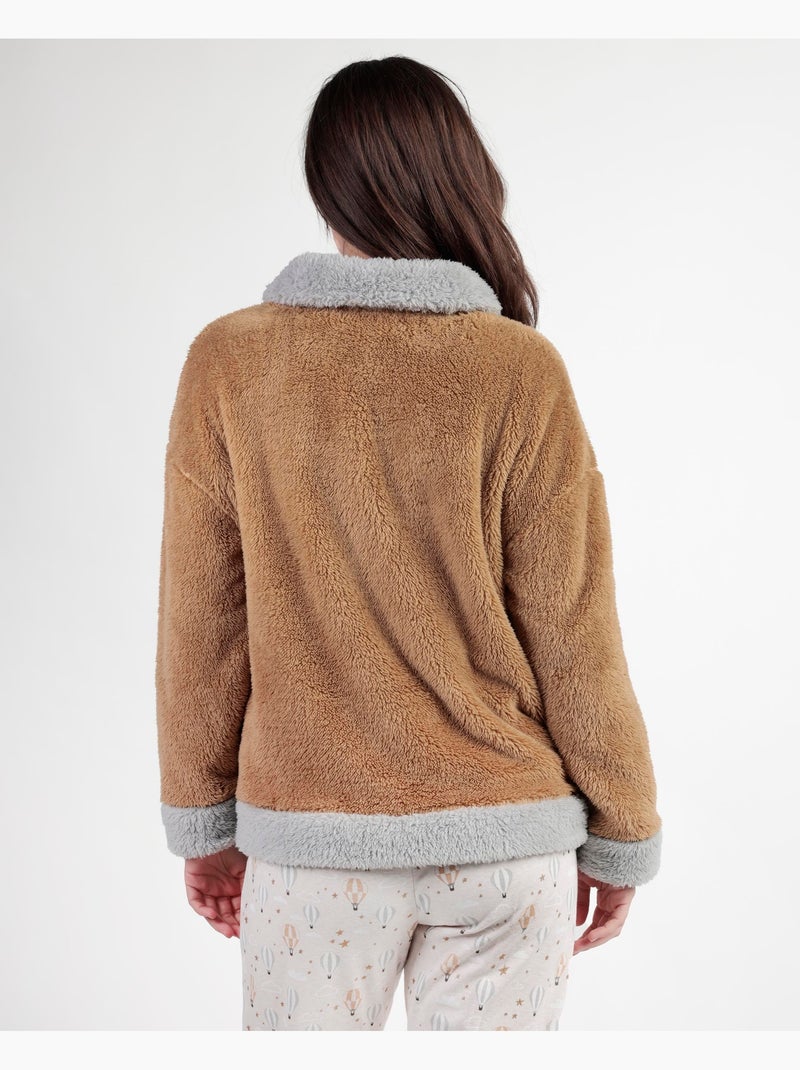ADMAS Bata Manga Larga Calentita Enjoy Every Moment para Mujer Camel - Kiabi