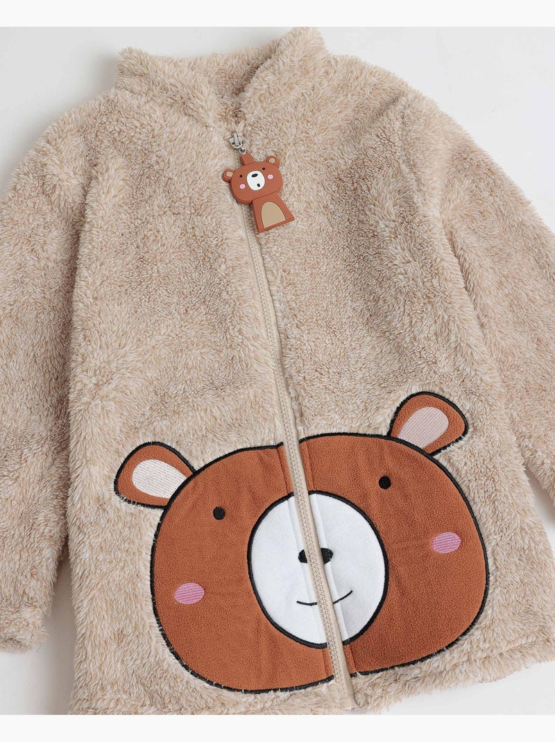 ADMAS Bata Manga Larga Calentita Family Bear Cremallera para Niña Beige - Kiabi