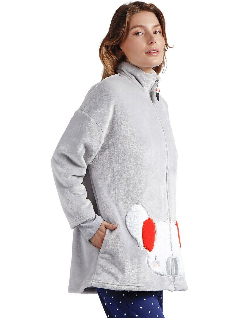 ADMAS Bata Manga Larga Calentita Good Morning Mouse para Mujer Gris - Kiabi