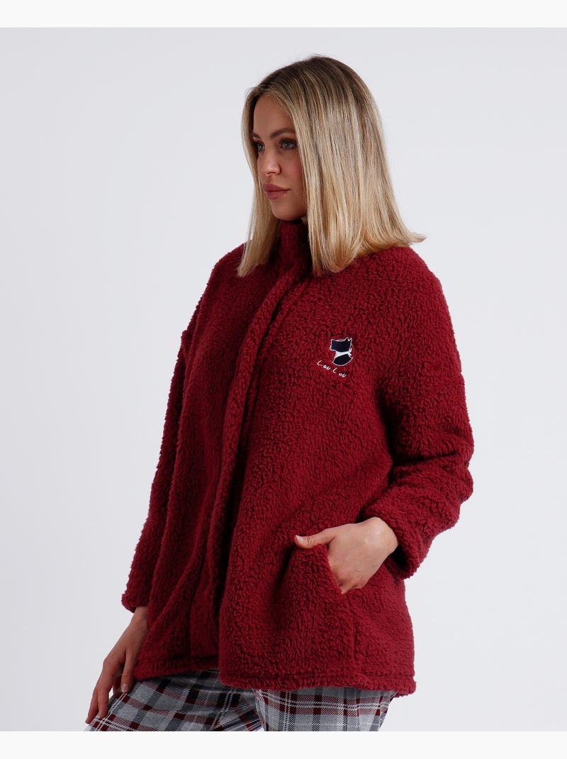 ADMAS Bata Manga Larga Calentita Goodnight para Mujer Granate - Kiabi