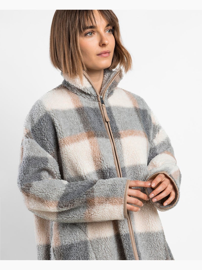 ADMAS Bata Manga Larga Calentita Sherpa Cuadros Dolce Home para Mujer Crudo - Kiabi