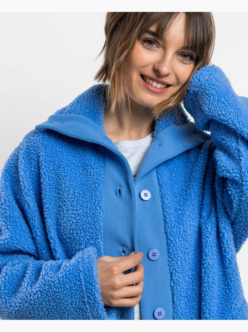 ADMAS Bata Manga Larga Calentita Sherpa Dreams para Mujer Azul - Kiabi