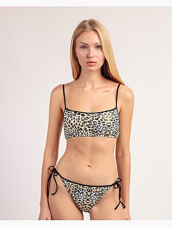 ADMAS Bikini Bandeau Top Hot Leopard para Mujer