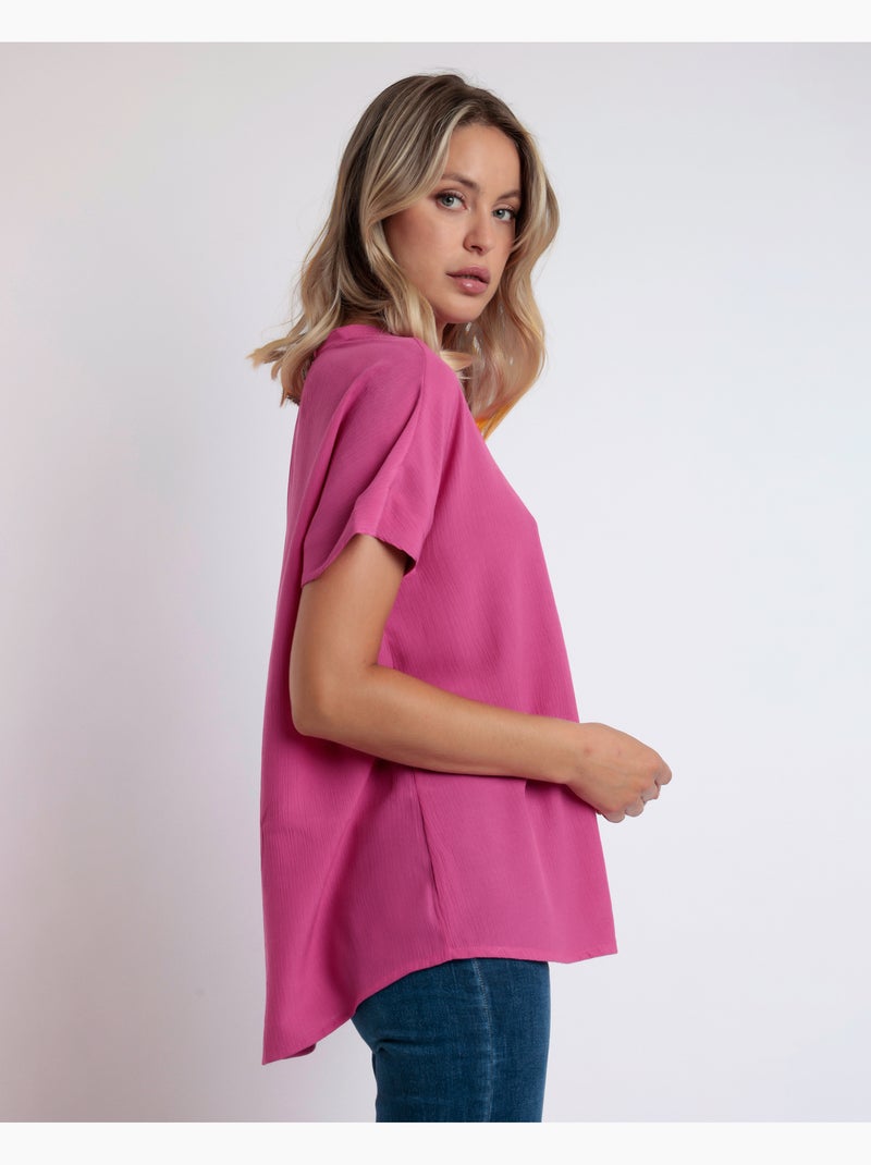 ADMAS Camisa Manga Corta Fluida para Mujer Rosa fucsia - Kiabi