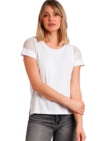 ADMAS Camiseta de Manga Corta Lace para Mujer