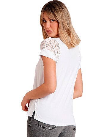 ADMAS Camiseta de Manga Corta Lace para Mujer