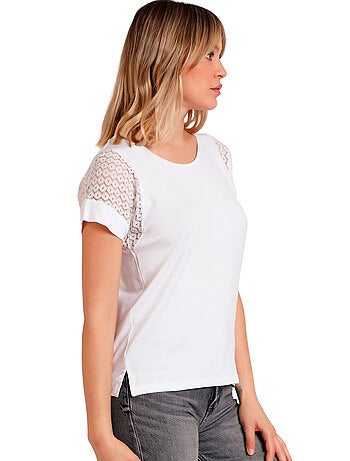 ADMAS Camiseta de Manga Corta Lace para Mujer
