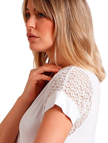 ADMAS Camiseta de Manga Corta Lace para Mujer