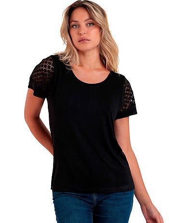 ADMAS Camiseta de Manga Corta Lace para Mujer