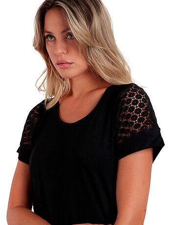 ADMAS Camiseta de Manga Corta Lace para Mujer