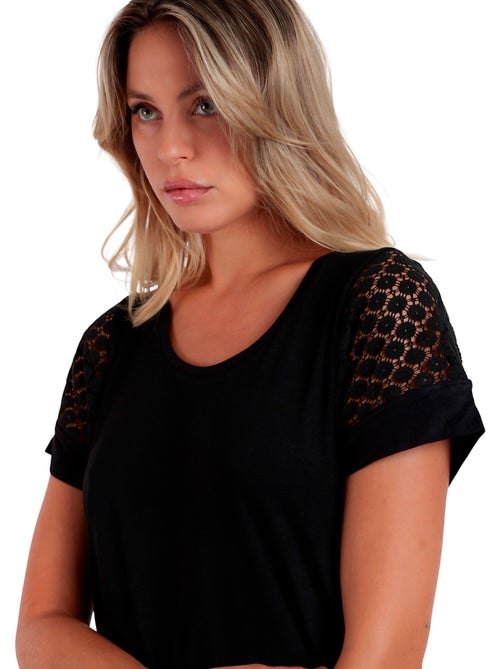 ADMAS Camiseta de Manga Corta Lace para Mujer - Kiabi
