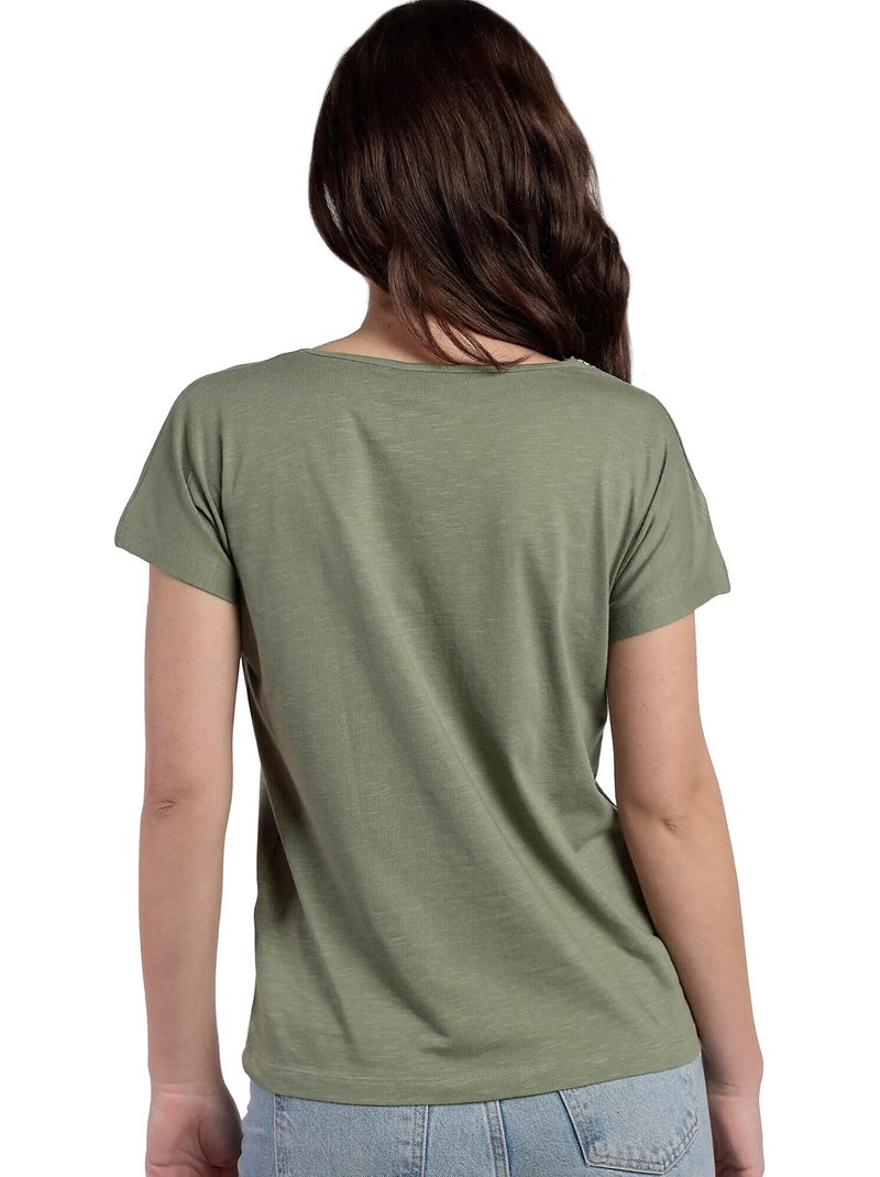ADMAS Camiseta Manga Caída Mexico para Mujer Caqui - Kiabi
