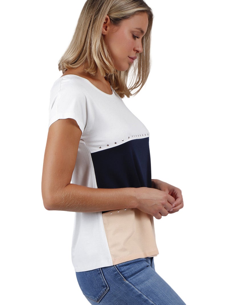 ADMAS Camiseta Manga Caída Tricolor para Mujer Crudo - Kiabi