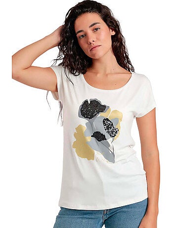 ADMAS Camiseta Manga Corta Best Wishes para Mujer
