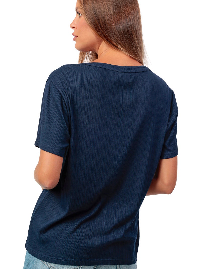 ADMAS Camiseta Manga Corta Blouse para Mujer Azul marino - Kiabi