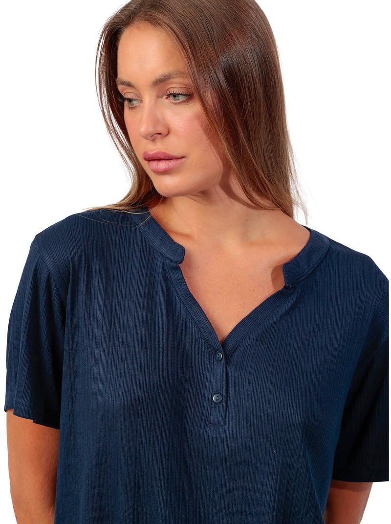 ADMAS Camiseta Manga Corta Blouse para Mujer Azul marino - Kiabi