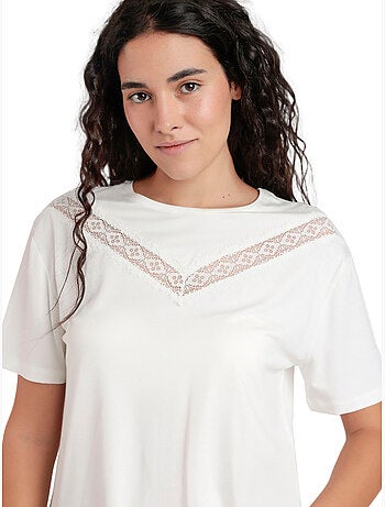ADMAS Camiseta Manga Corta Chest Lace para Mujer