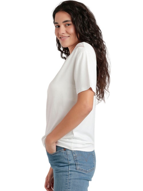 ADMAS Camiseta Manga Corta Chest Lace para Mujer - Kiabi ADMAS Camiseta Manga Corta Chest Lace para Mujer - Kiabi