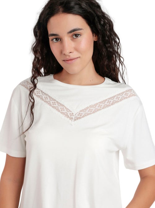 ADMAS Camiseta Manga Corta Chest Lace para Mujer - Kiabi ADMAS Camiseta Manga Corta Chest Lace para Mujer - Kiabi